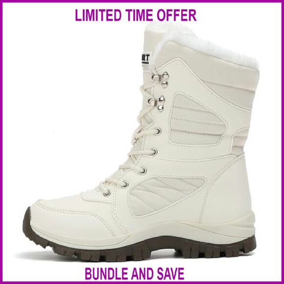 Waterproof Winter Snow Boots Fur Lined Non-Slip Platform Mid-Calf Booties - Picture 4 of 7